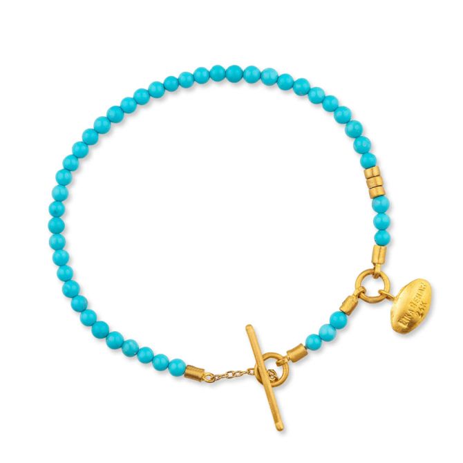 Lika Behar Sarah Turquoise Bead Bracelet in Yellow Gold, 7"