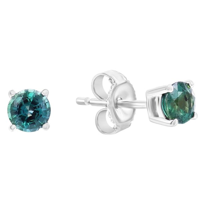 Round Alexandrite Stud Earrings in White Gold