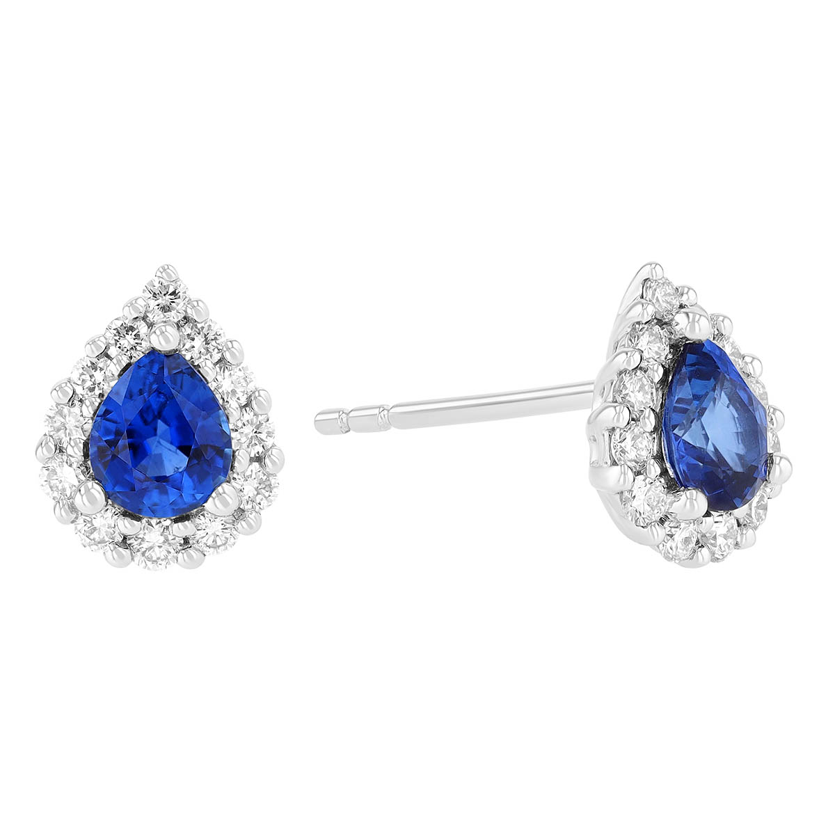 NEW 18K WT purchases Gold Sapphire Omega Studs