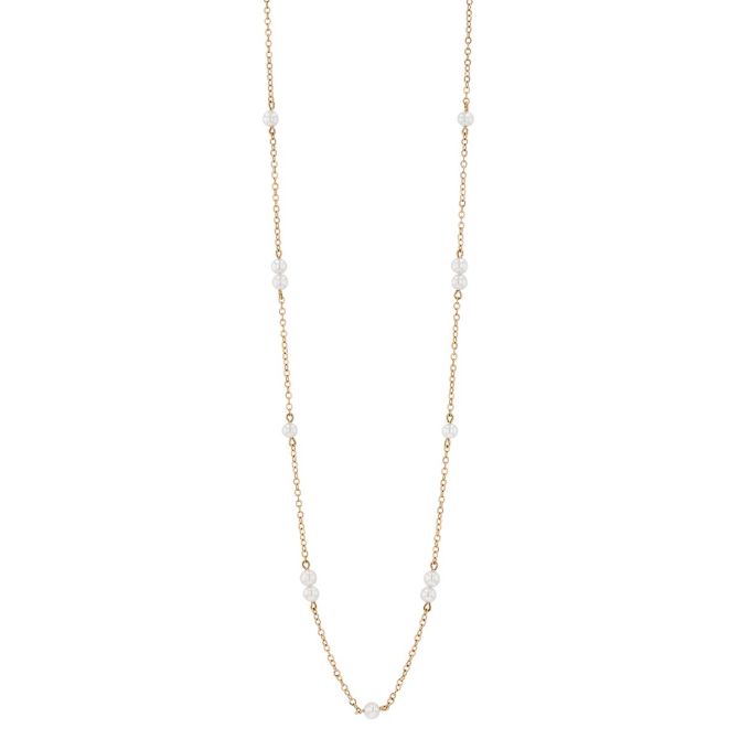 Freshwater Cultured Pearl Station by Yard Necklace in Yellow Gold, 18"