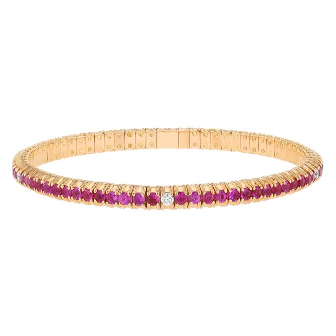 Zydo Pink Sapphire & Diamond Prong Set Flex Bracelet in Rose Gold