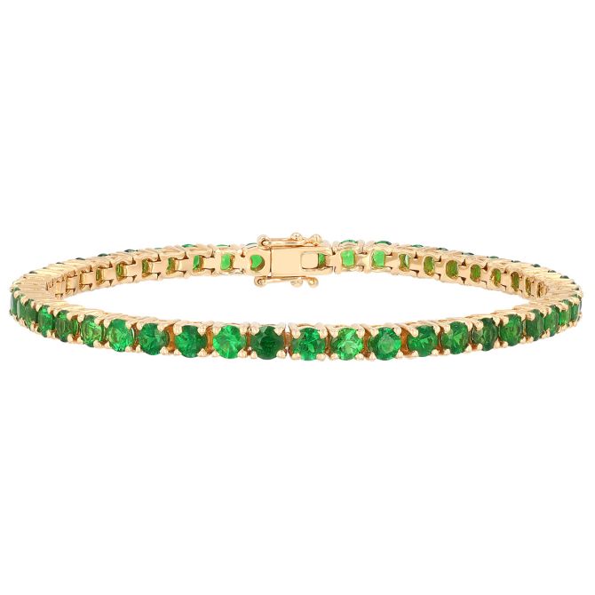 Tsavorite Garnet Tennis Bracelet in Yellow Gold, 7"