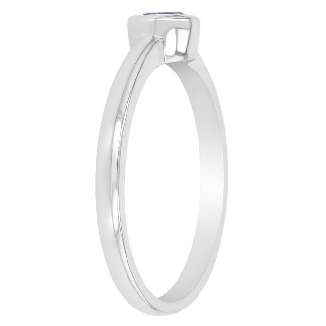 Round Sapphire Bezel Set Ring in White Gold