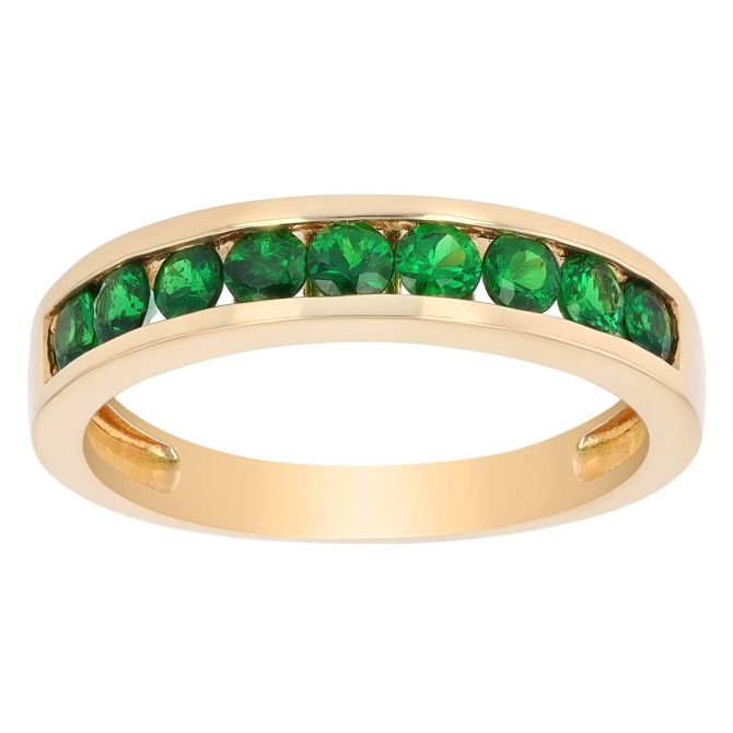 Tsavorite Garnet Channel Set Band Ring in 14K Yellow Gold