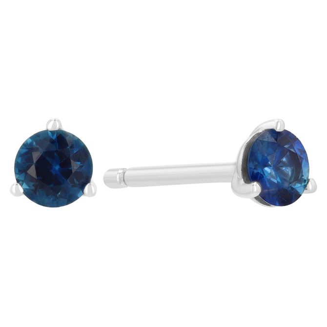 Round Sapphire Stud Earrings in Yellow Gold, 3.5 mm