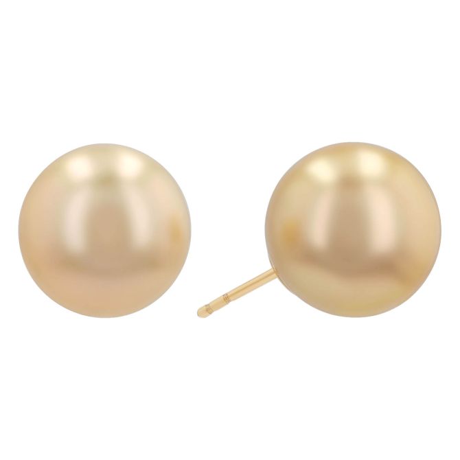 TARA Pearls Golden South Sea Cultured Pearl Stud Earrings in  Yellow Gold, 11-12 mm