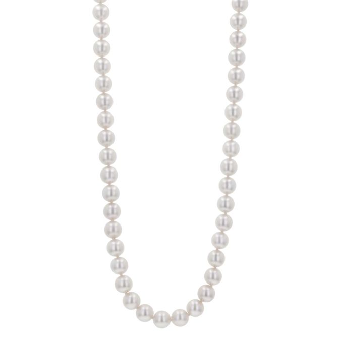 TARA Pearls White Cultured Pearl Strand Necklace with White Gold Clasp, 8-8.5 mm, 18"