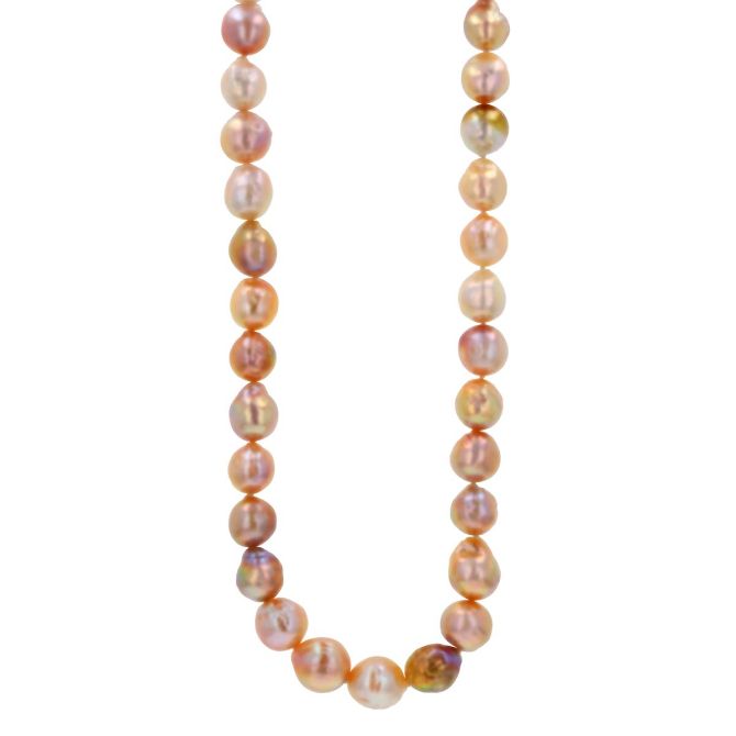 TARA Pearls Multicolored Freshwater Cultured Pearl Strand Necklace with Sterling Silver Clasp, 17.5"