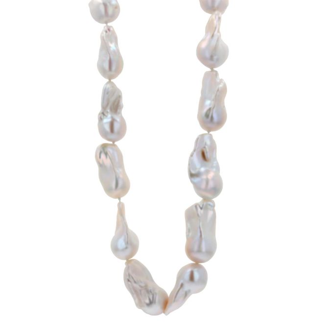 TARA Pearls Baroque White Freshwater Cultured Pearl Necklace with Sterling Silver Clasp, 26"