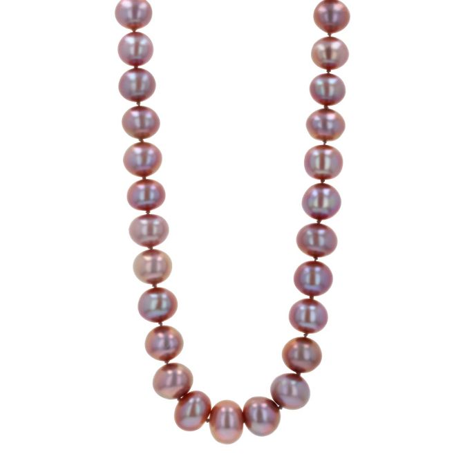 TARA Pearls Purple Freshwater Cultured Pearl Princess Strand Necklace with Sterling Silver Clasp, 18