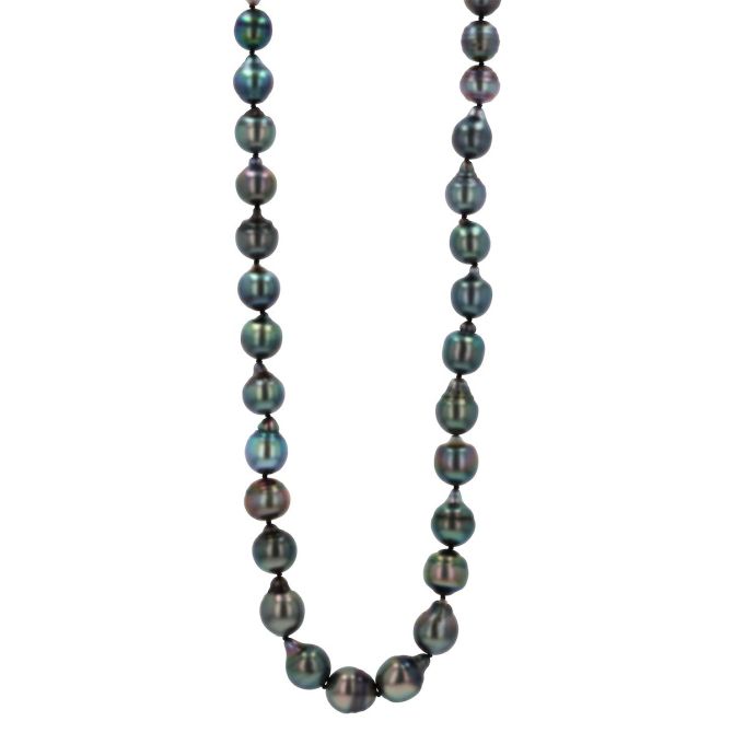 TARA Pearls Tahitian South Sea Cultured Pearl Strand with Yellow Gold Clasp, 9.1-11.5 mm, 19"