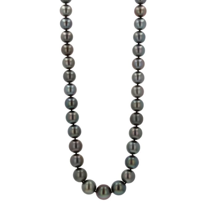 TARA Pearls Tahitian South Sea Cultured Pearl Strand with Diamond White Gold Clasp, 9-11.8 mm, 17"