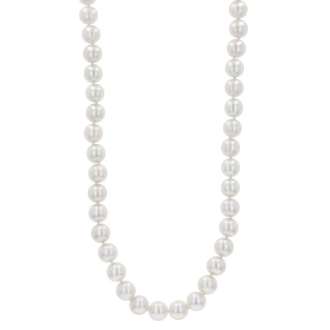 TARA Pearls White Cultured Pearl Princess Strand with Warren Buffett Signature Yellow Gold Clasp