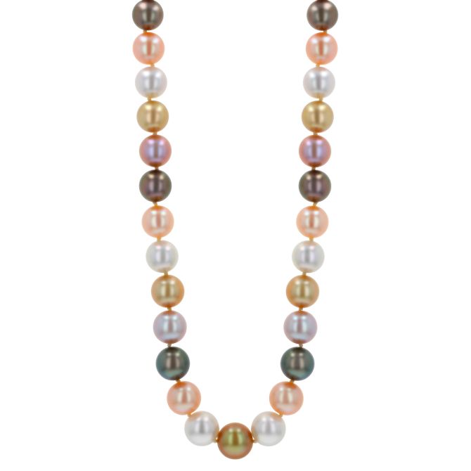 TARA Pearls Multicolored South Sea & Freshwater Cultured Pearl Strand Necklace in White Gold, 17"