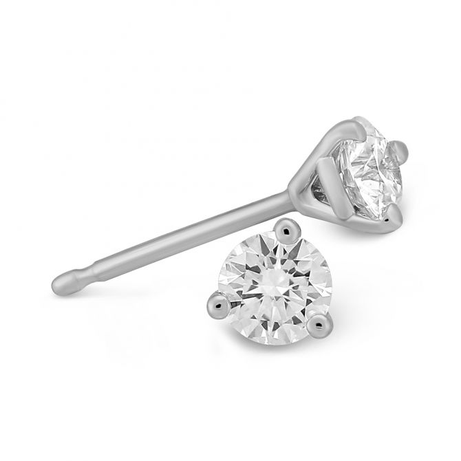 Platinum Round Diamond Stud Earrings, 0.35cttw