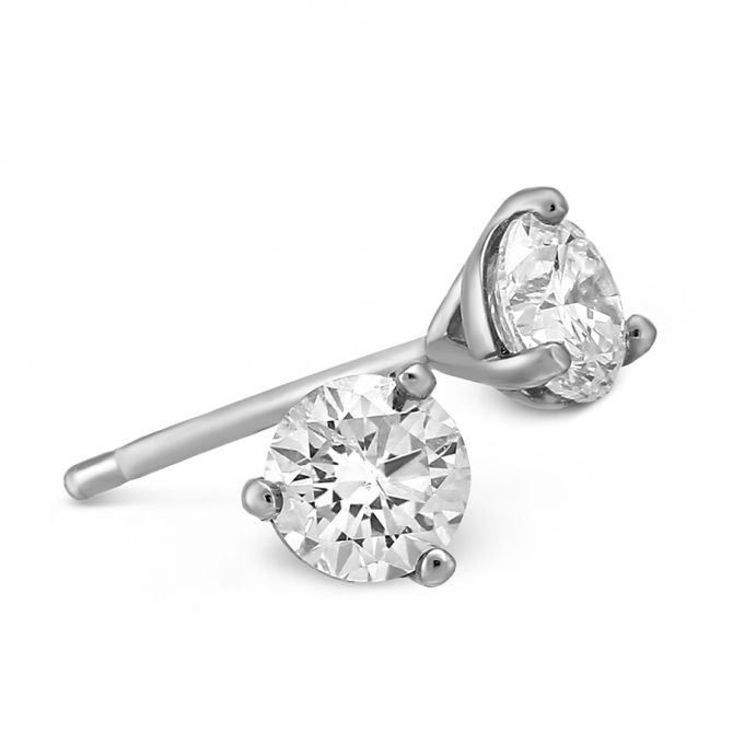 Platinum Round Diamond Stud Earrings, 0.85cttw