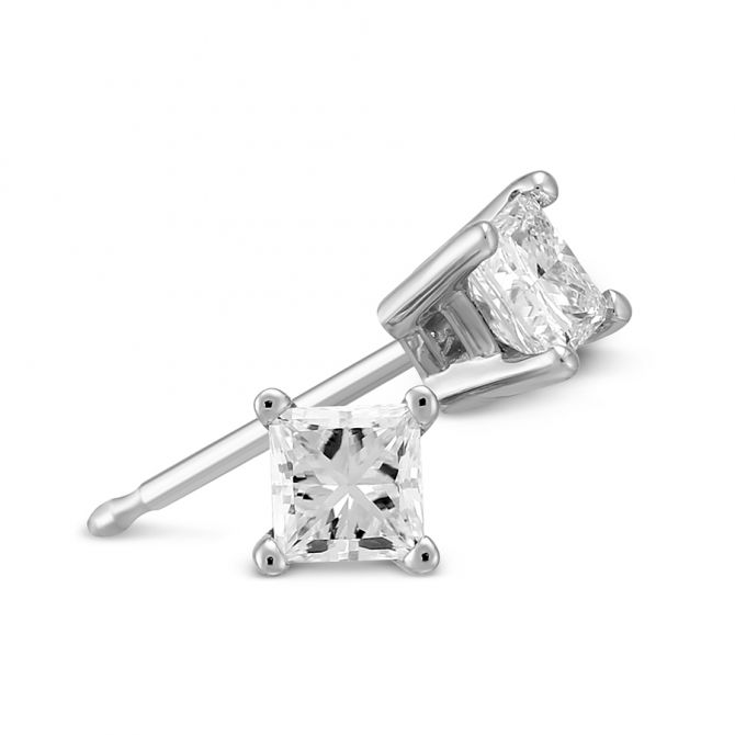 Platinum Princess Diamond Stud Earrings, 0.40cttw