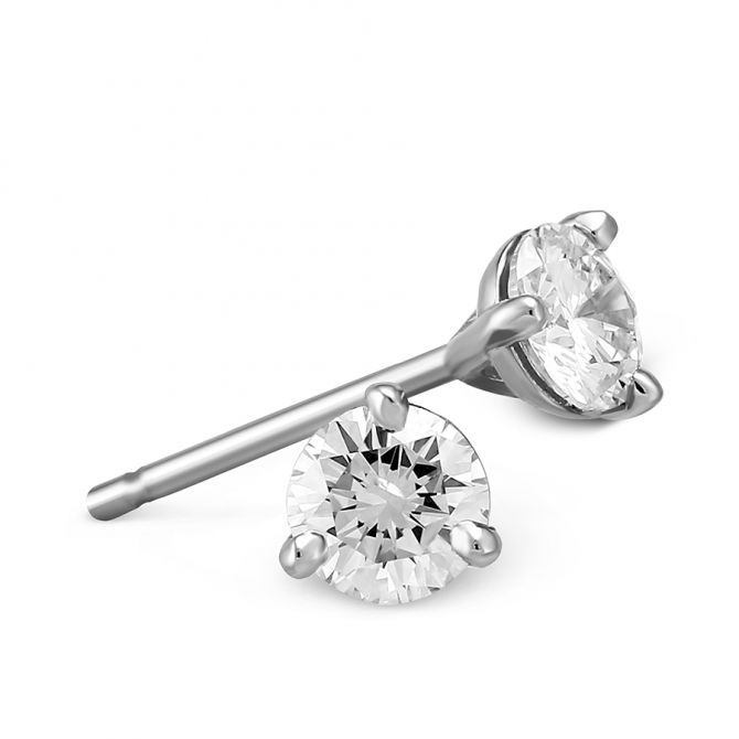 Platinum Round Diamond Stud Earrings, 0.40cttw