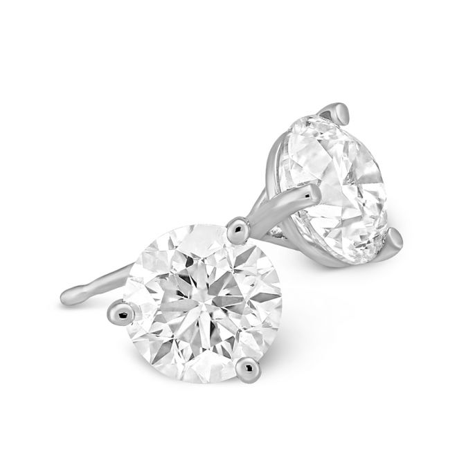 Platinum Round Diamond Stud Earrings, 1.75cttw