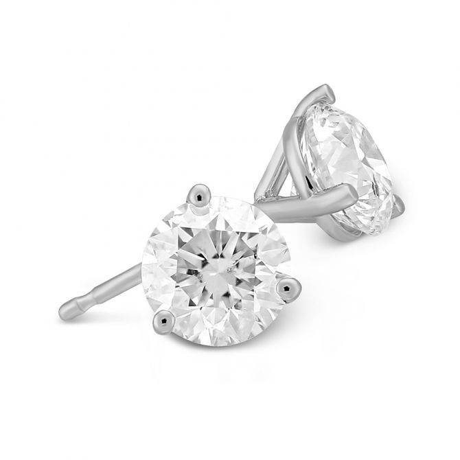 Platinum Round Diamond Studs, 1.60 cttw