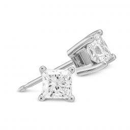 Image for Princess Diamond Stud Earrings in White Gold, 0.75 cttw