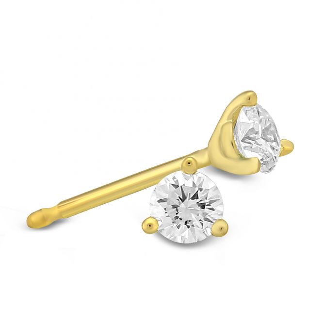 18K Yellow Gold Round Diamond Stud Earrings, 0.25cttw