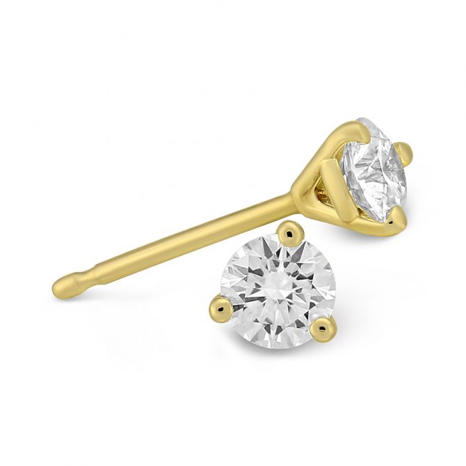 Round Diamond Stud Earrings in Yellow Gold, 0.35 cttw