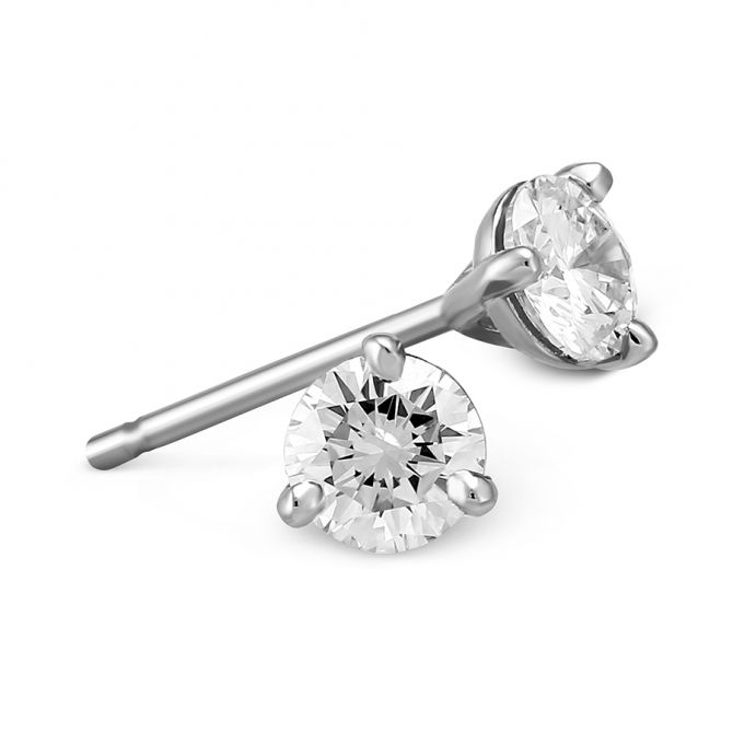 Round Diamond Stud Earrings in White Gold, 0.40cttw