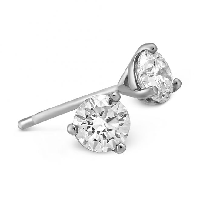 18K White Gold Round Diamond Stud Earrings, 0.85cttw