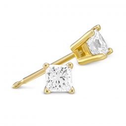 Image for 18K Yellow Gold Princess Diamond Stud Earrings, 0.50cttw