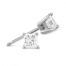 Image for Princess Diamond Stud Earrings in White Gold, 0.50 cttw