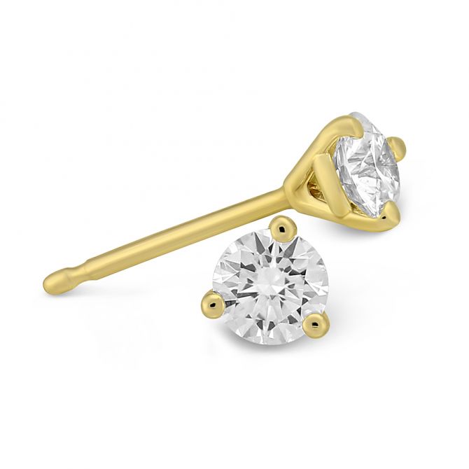 18K Yellow Gold Round Diamond Stud Earrings, 0.35cttw