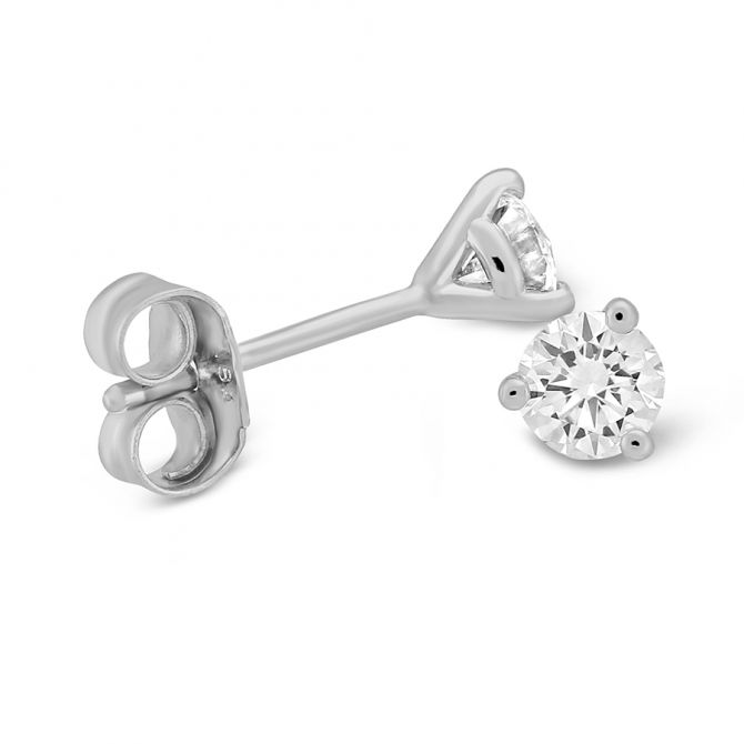 Round Diamond Stud Earrings in White Gold, 0.35cttw