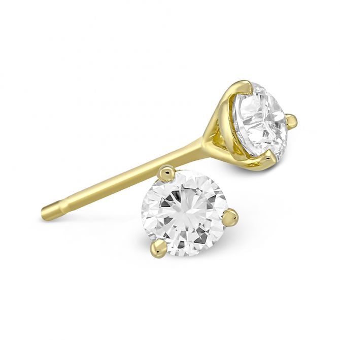 18K Yellow Gold Round Diamond Stud Earrings, 0.50cttw