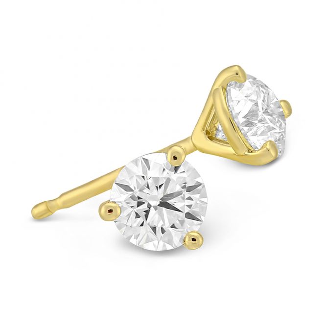 Round Diamond Stud Earrings in Yellow Gold, 0.65 cttw