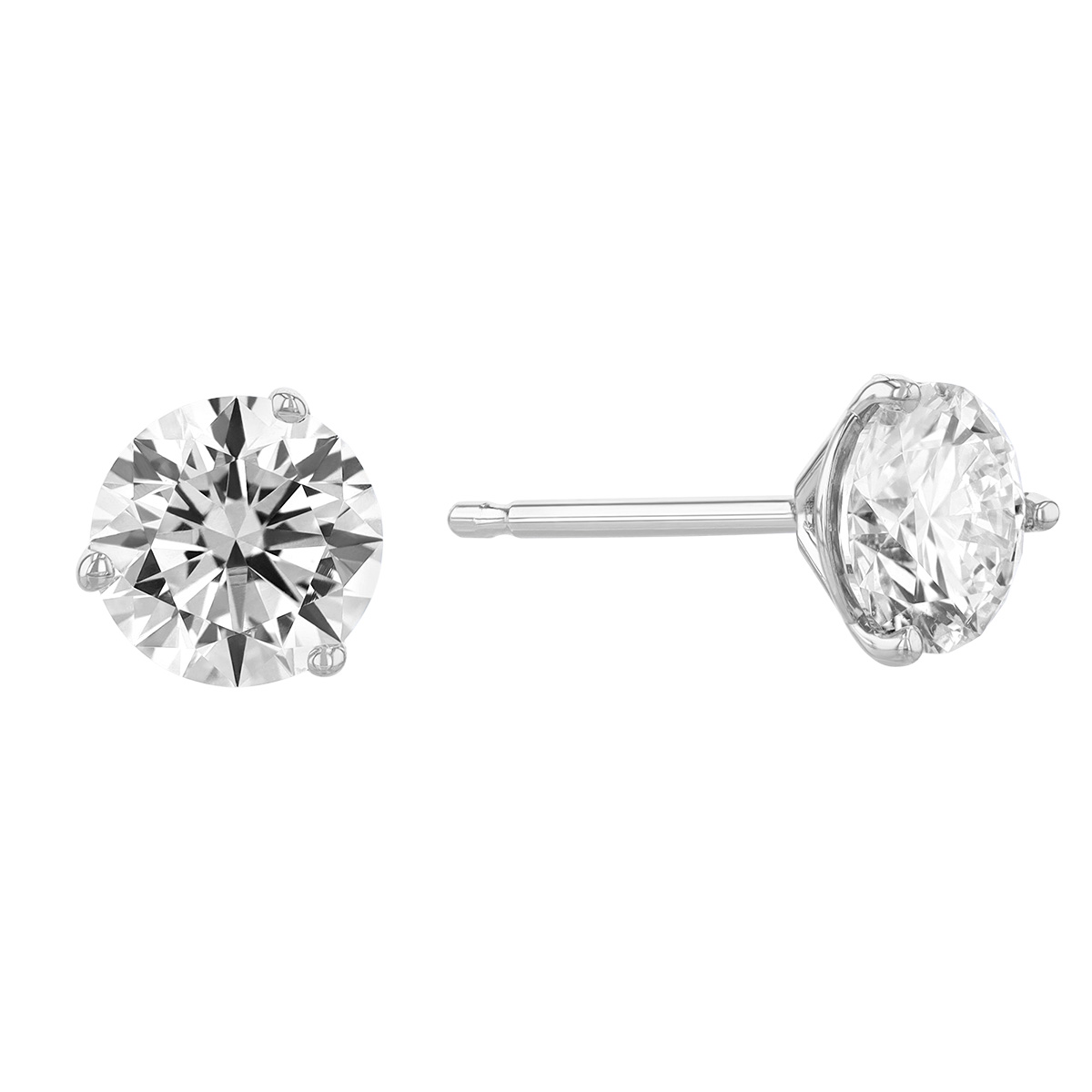 Kalahari Dream Diamond Round Stud Earrings in White Gold, 1 cttw ...