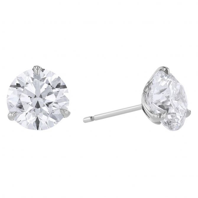 Rahaminov Round Diamond Stud Earrings in White Gold, 7.00 cttw