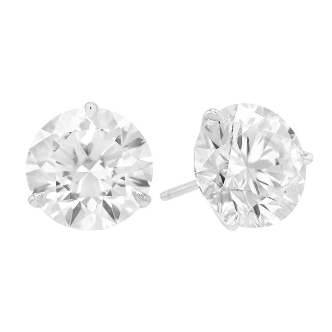 Rahaminov Round Diamond Stud Earrings in White Gold, 8.21 cttw