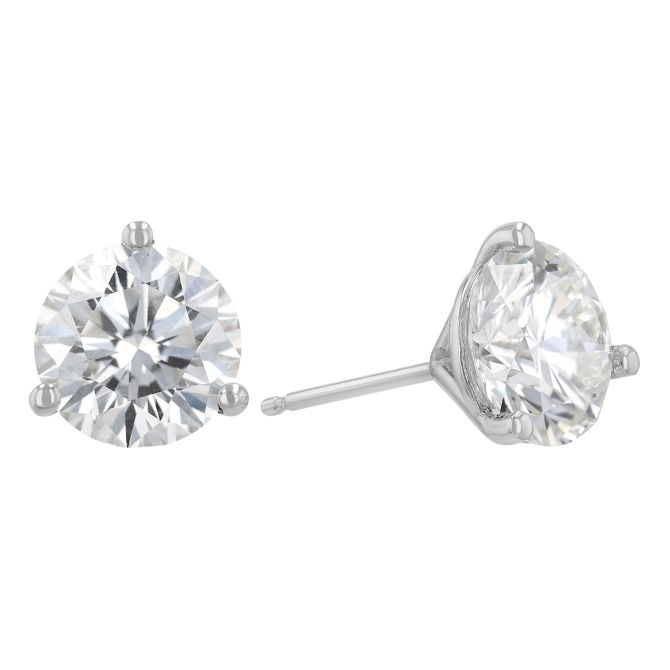 Round Diamond Stud Earrings in Platinum, I/SI1, 3.91 cttw