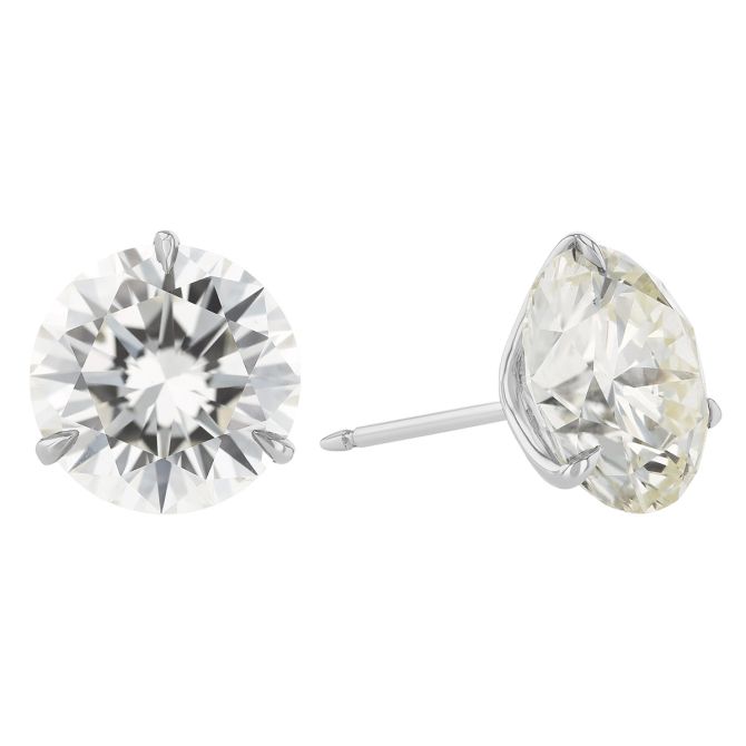 Round Diamond Stud Earrings in Platinum, KL/SI1, 10.50 cttw