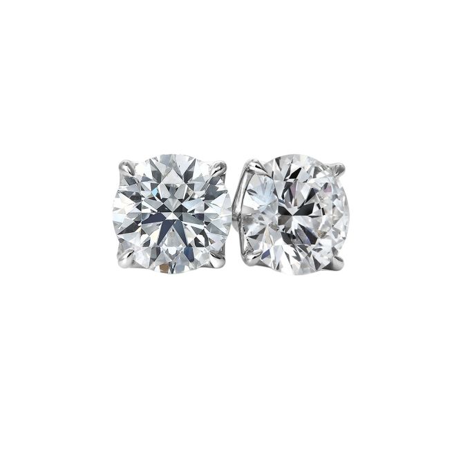 Clarity Diamond Signature Lab-Grown Round Diamond Stud Earrings in White Gold, 3.19 cttw