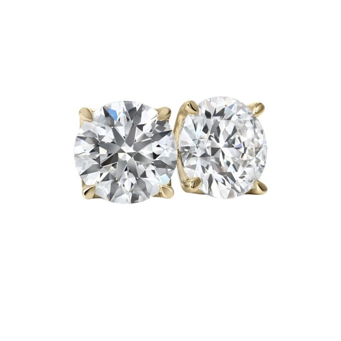 Clarity Diamond Signature Lab-Grown Round Diamond Stud Earrings in Yellow Gold, 4.15 cttw