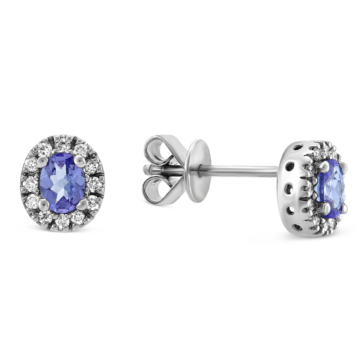 14K White Gold Oval Tanzanite & Diamond Earrings | Borsheims