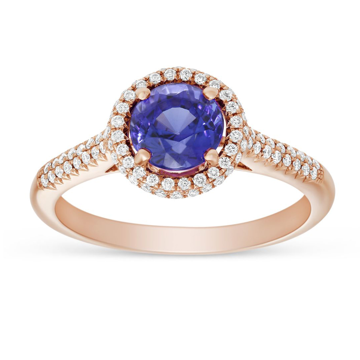 14K Rose Gold Round Tanzanite & Diamond Halo Ring | Borsheims