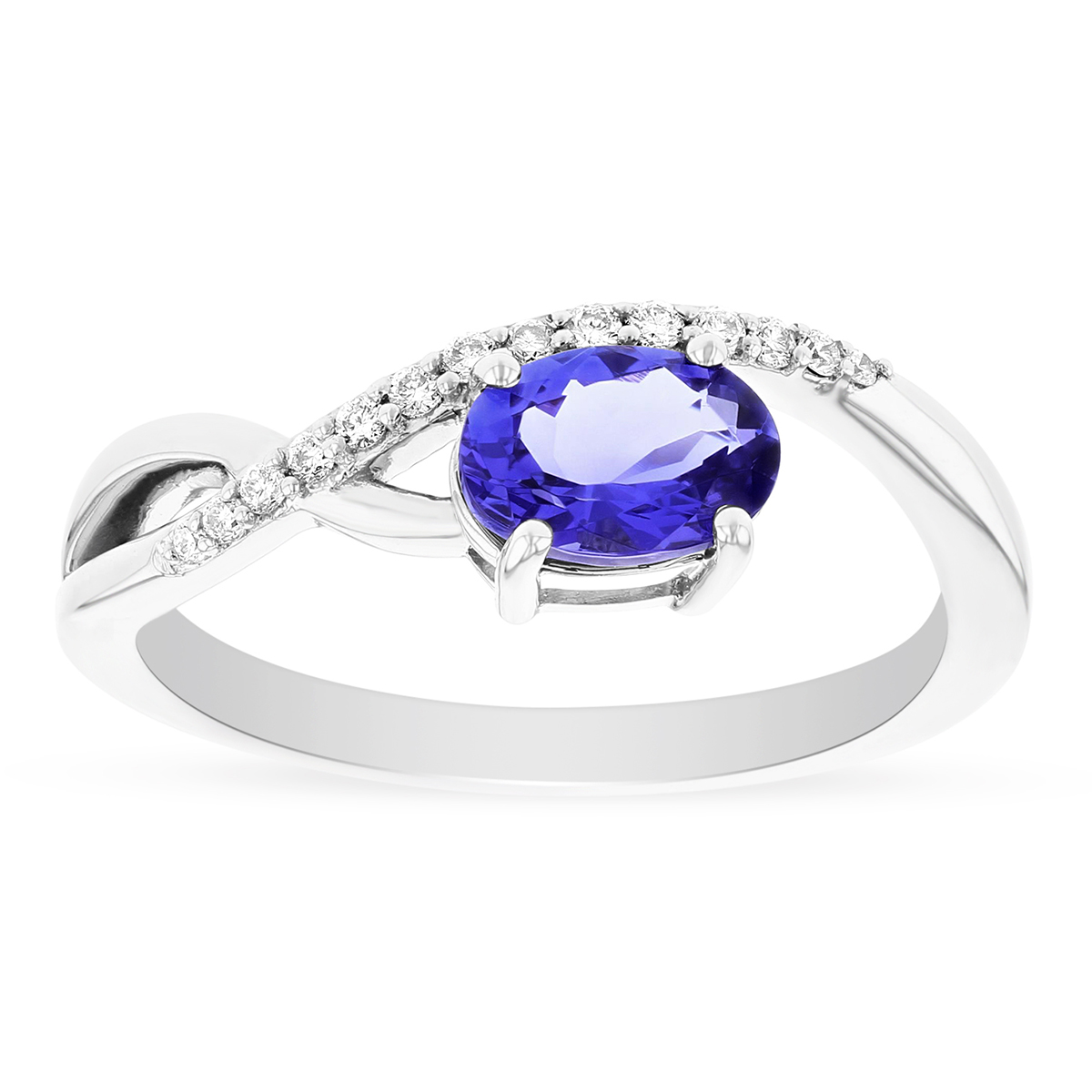 14K White Gold Oval Tanzanite & Diamond Twist Ring | Borsheims