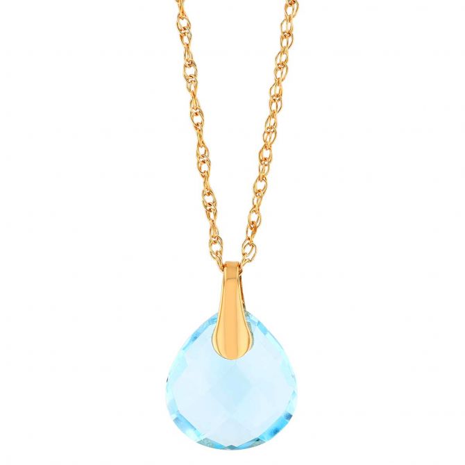 Topaz Briolette Pendant in Yellow Gold, 18"