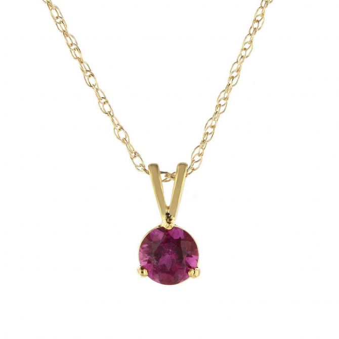 Pink Tourmaline Pendant in Yellow Gold, 18"