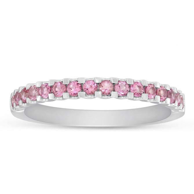 14K White Gold Pink Tourmaline Band