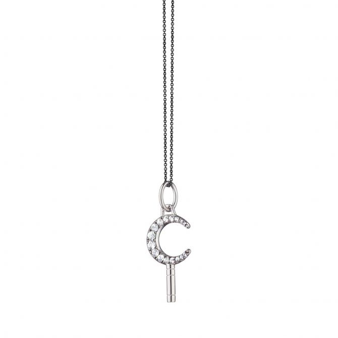 Monica Rich Kosann Mini "Dream" Moon Key Necklace with Sapphires