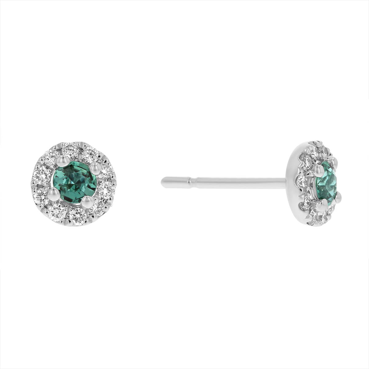 14K White Gold Round Alexandrite & Diamond Halo Stud Earrings | Borsheims